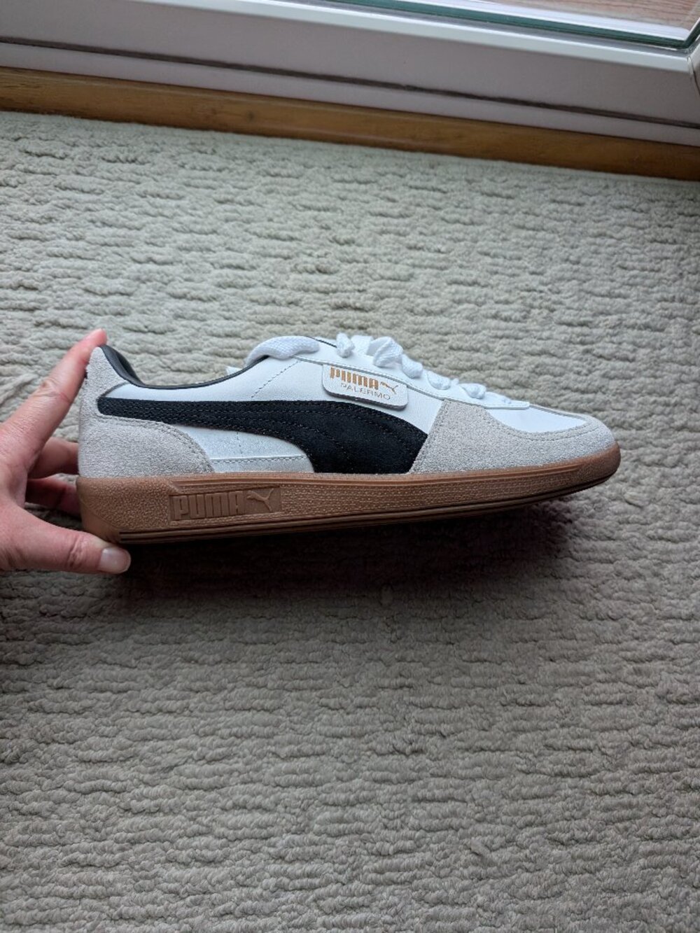 Puma Palermo Leather Sneakers White Vapor Gray Gum Men’s Size 10